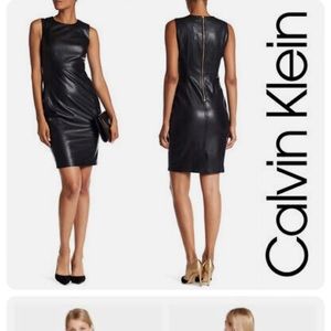 Sleeveless faux leather dress